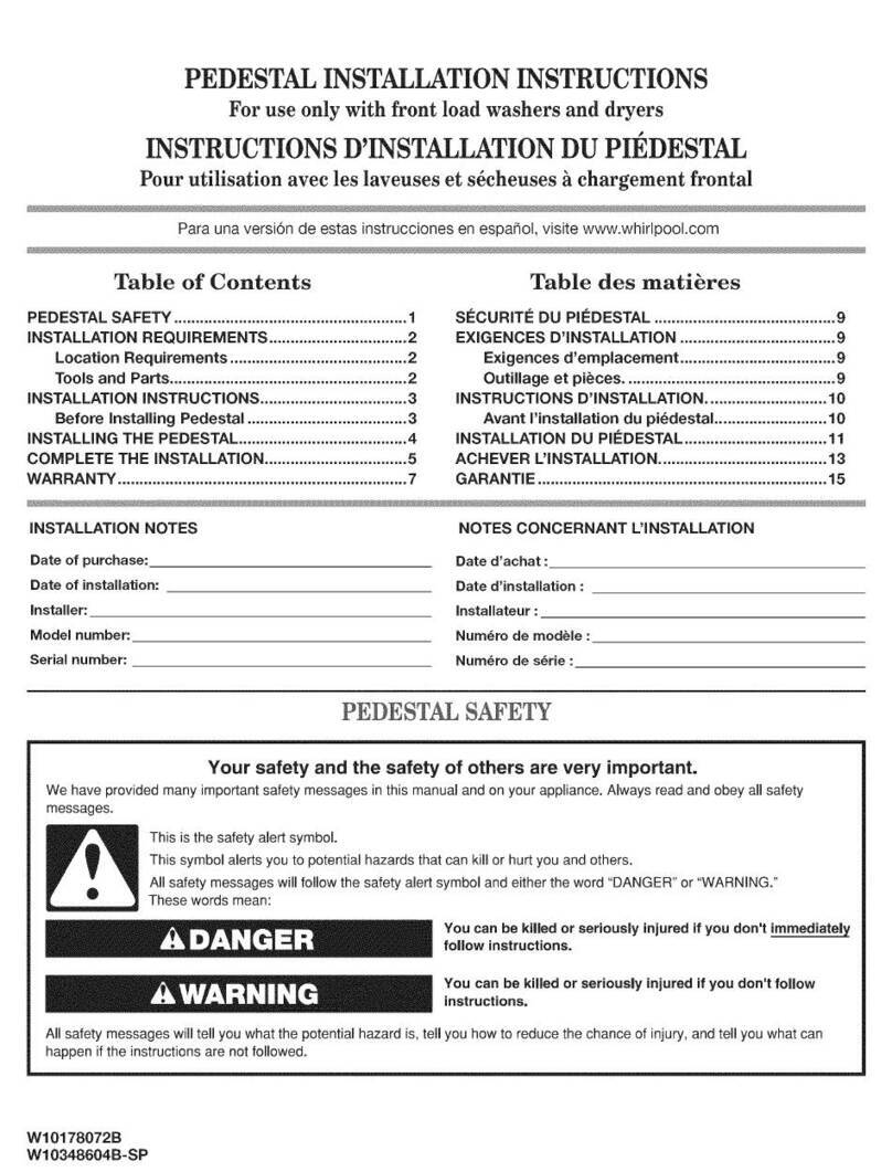 Whirlpool XHP1000XW0 installation instructions