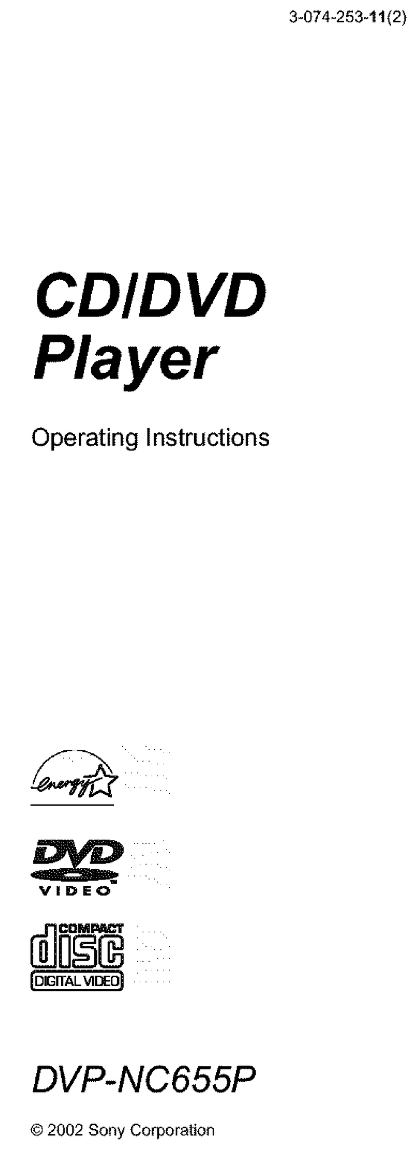 Sony DVP-NC655P operating instructions