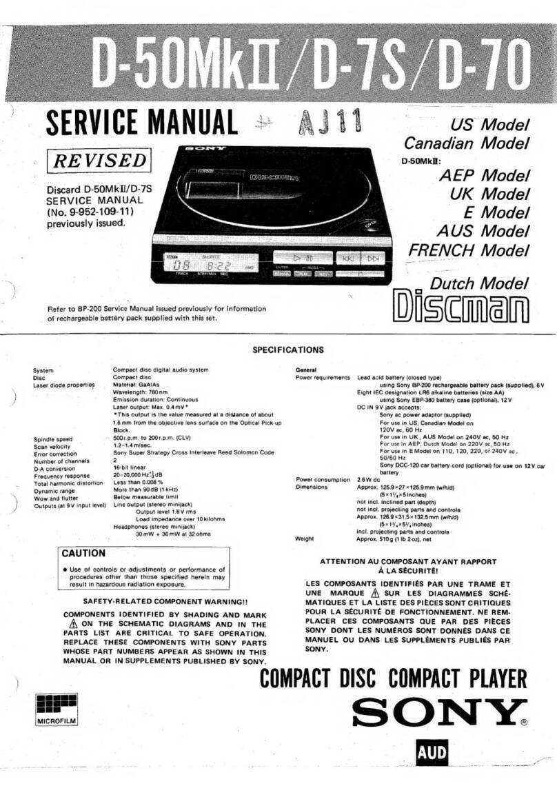Sony Discman D-50MkII User manual Sony Discman D-50MkII User manual