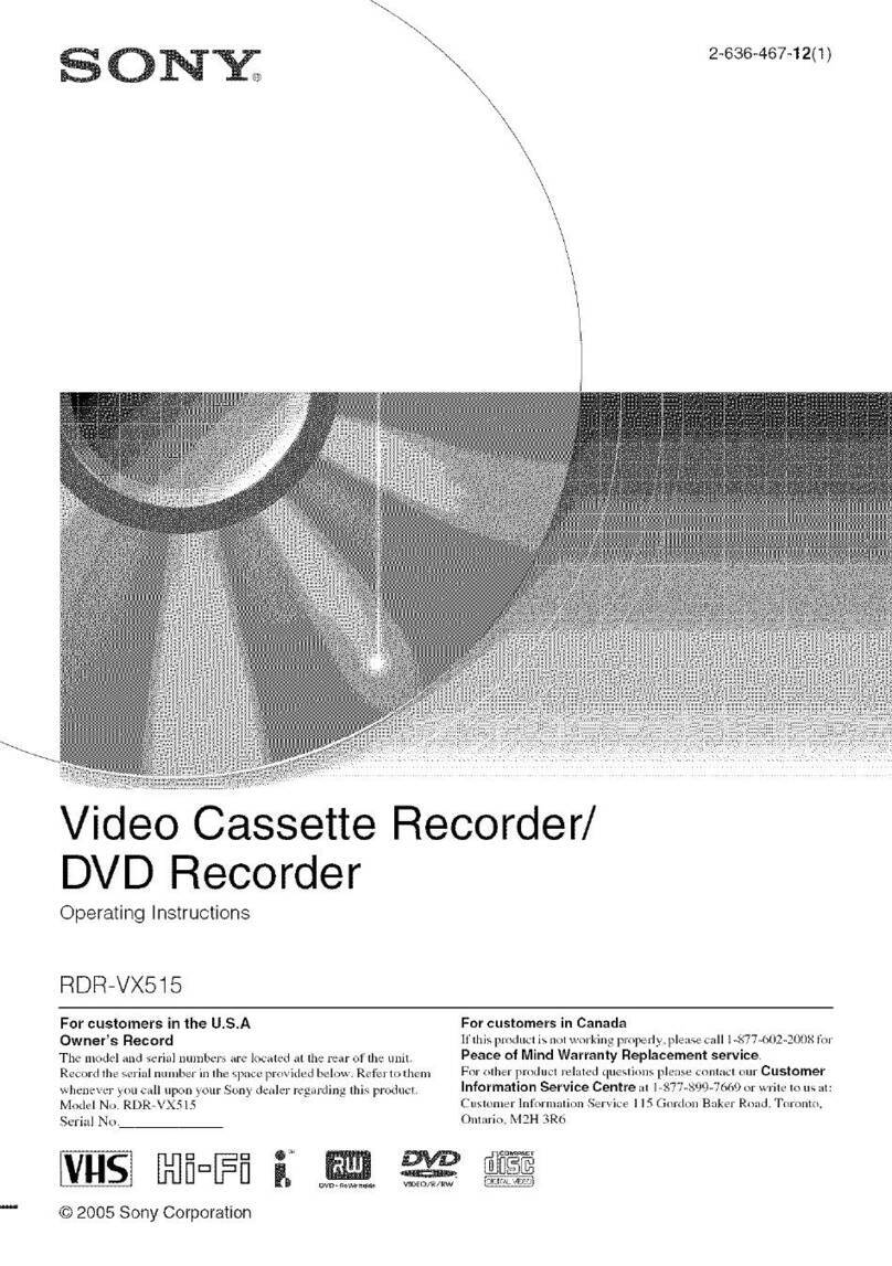 Sony RDR-VX515 - Dvd Recorder/vcr Combo User manual