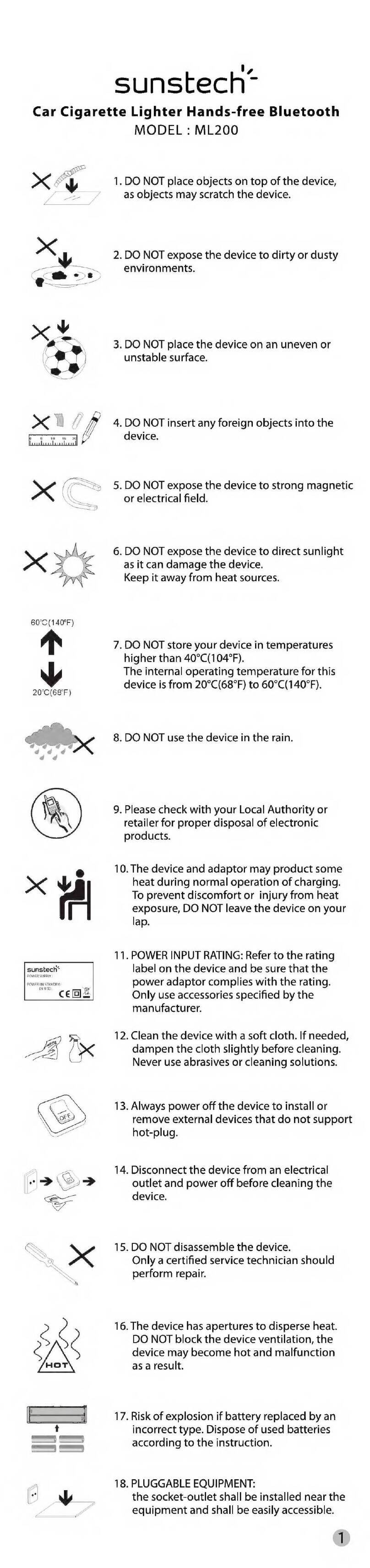 Sunstech ML200 quick start guide