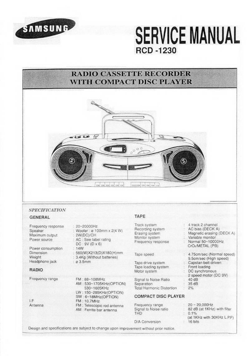 Samsung RCD-1230 User manual