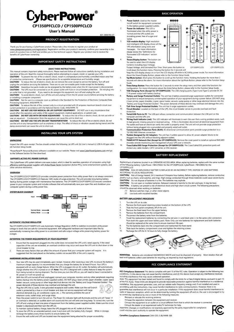 CyberPower CP1350PFCLCD User manual
