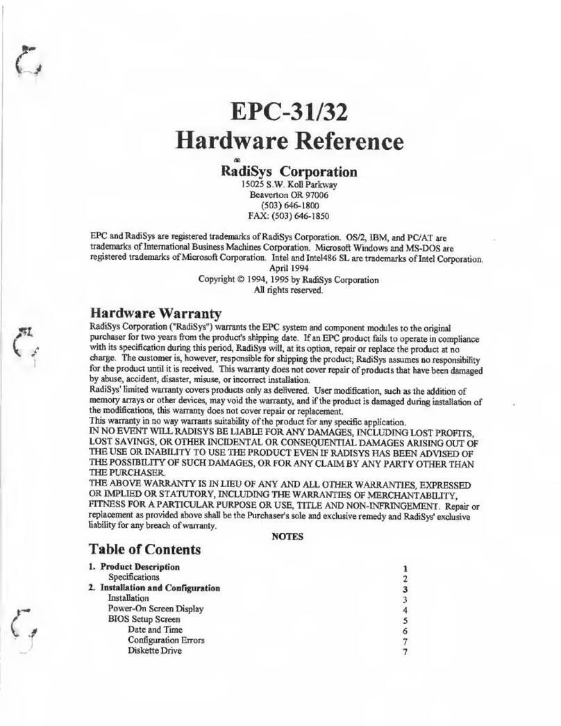 RadiSys EPC-31 Hardware reference