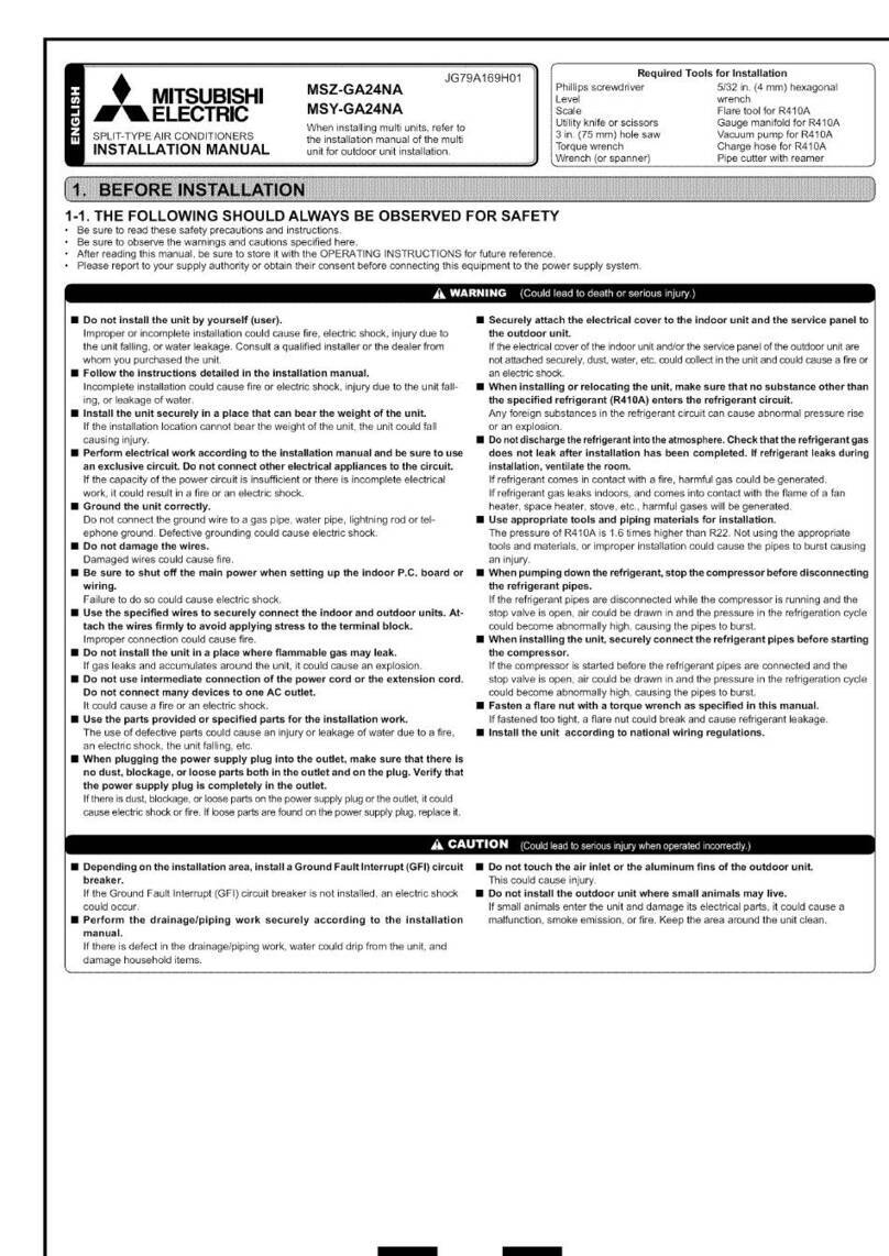 Mitsubishi Electric Mr. Slim MSZ-GA24NA installation manual