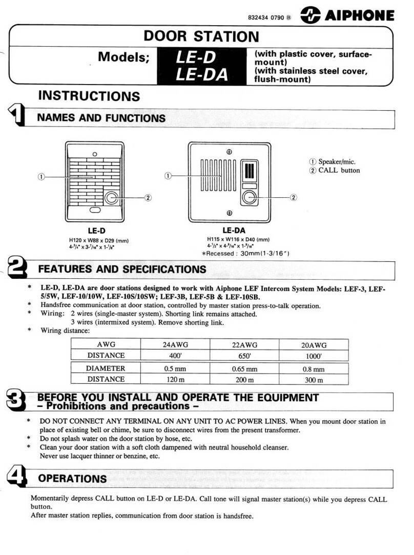 Aiphone LE-D User manual