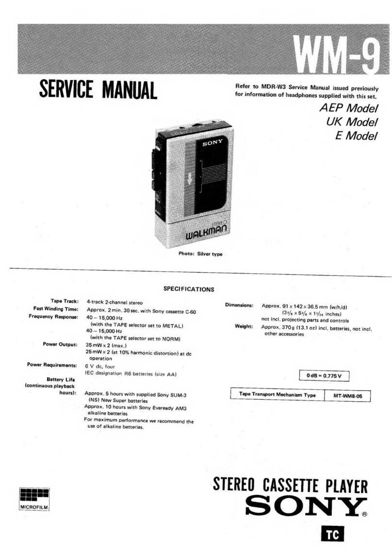 Sony WALKMAN WM-9 User manual
