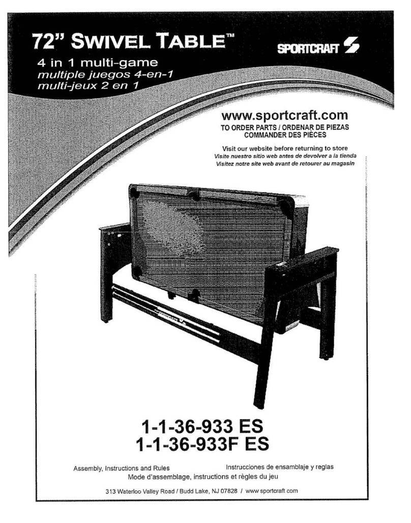Sportcraft 1-1-36-933 ES Assembly instructions and rules Sportcraft 1-1-36-933 ES Assembly instructions and rules