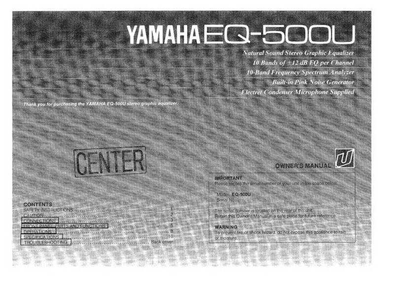 Yamaha EQ-500U User manual Yamaha EQ-500U User manual