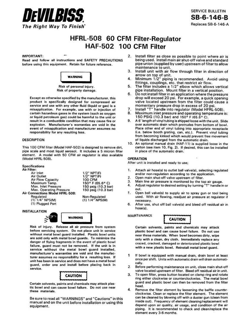 DeVilbiss HFRL-508 Service bulletin