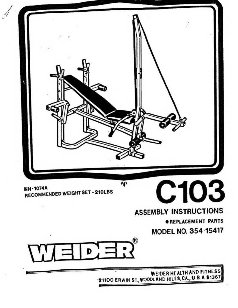 Weider C103 Assembly instructions