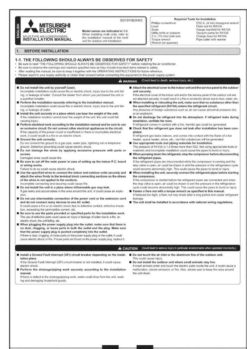 Mitsubishi Electric Mr.SLIM MSY-A24NA User manual Mitsubishi Electric Mr.SLIM MSY-A24NA User manual