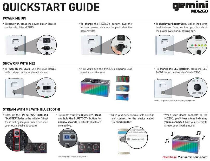 Gemini MIX2GO quick start guide