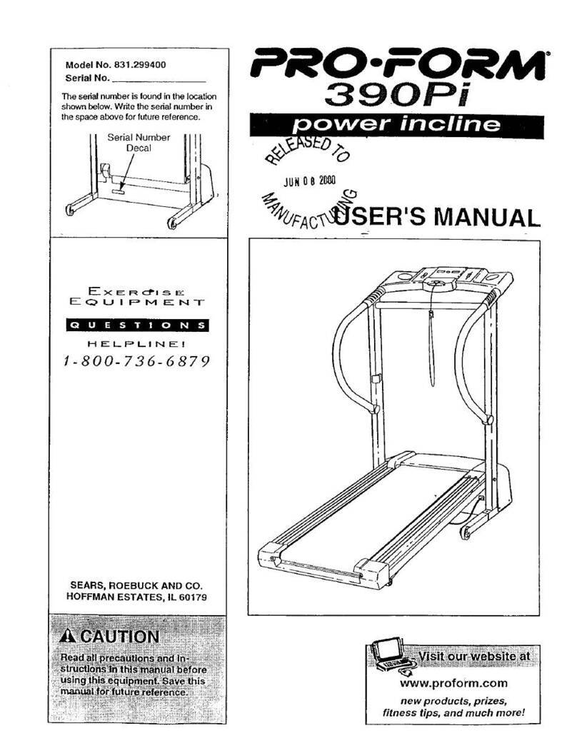 Pro-Form 390Pi power incline User manual