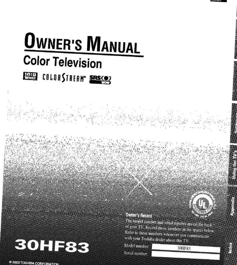 Toshiba 30HF83 owner's manual