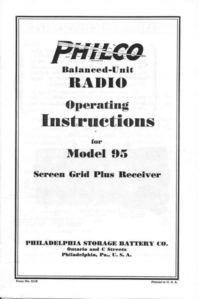 Philco 95 operating instructions