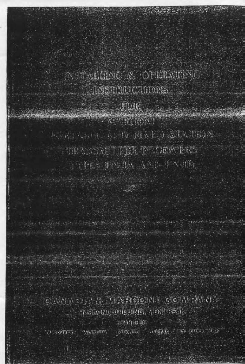 Marconi PN1A Installing and operating instructions