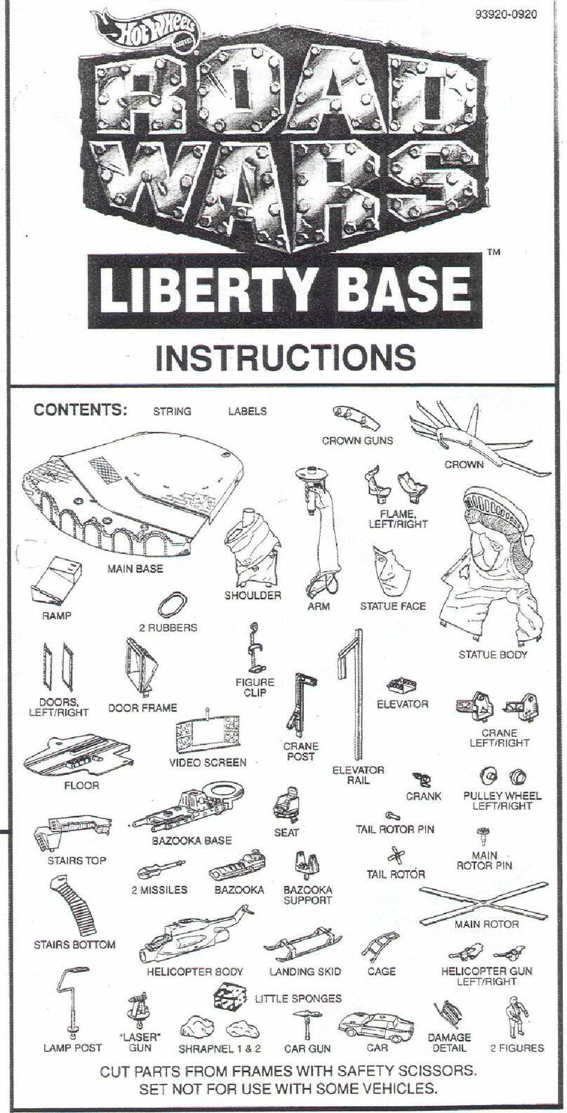 Mattel HotWheels ROAD WARS LIBERTY BASE User manual