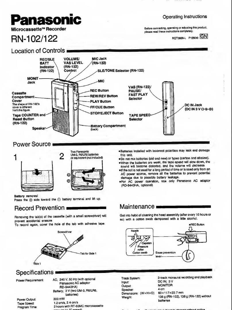 Panasonic RN-102 User manual