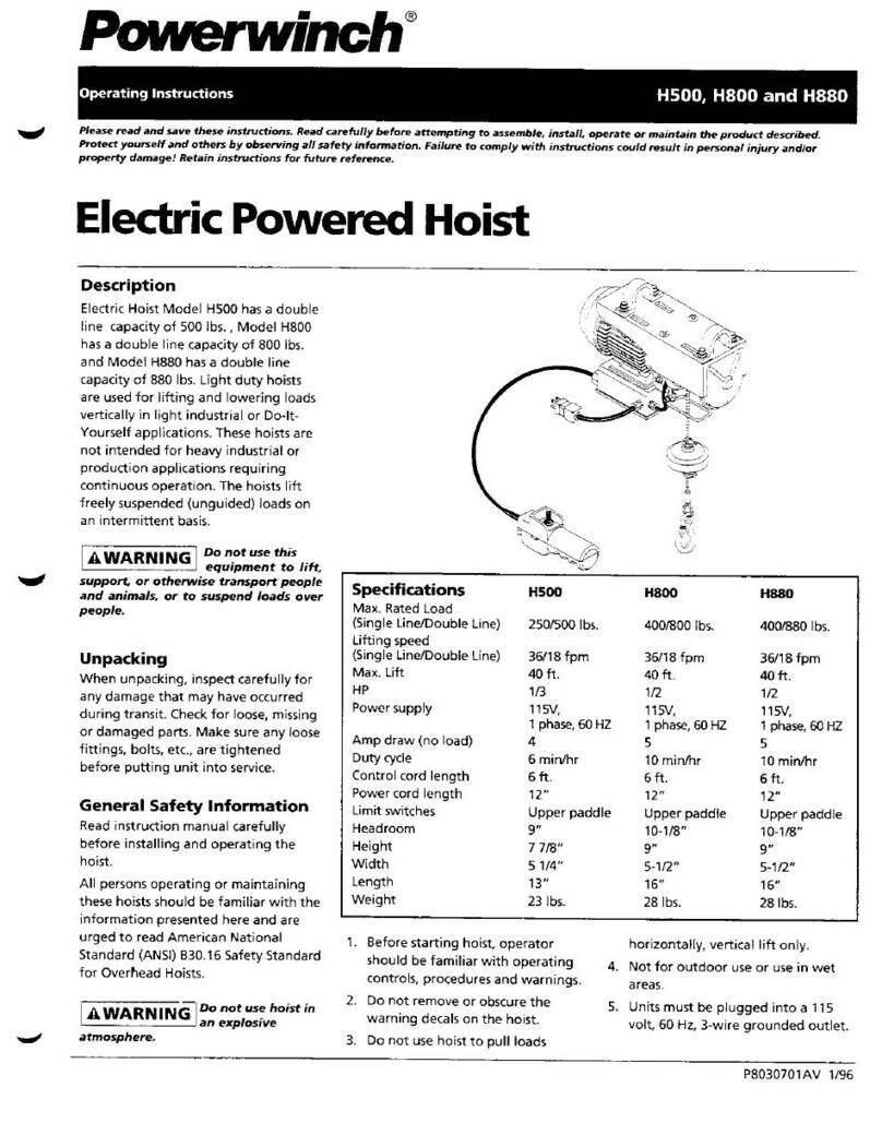 POWERWINCH H500 operating instructions