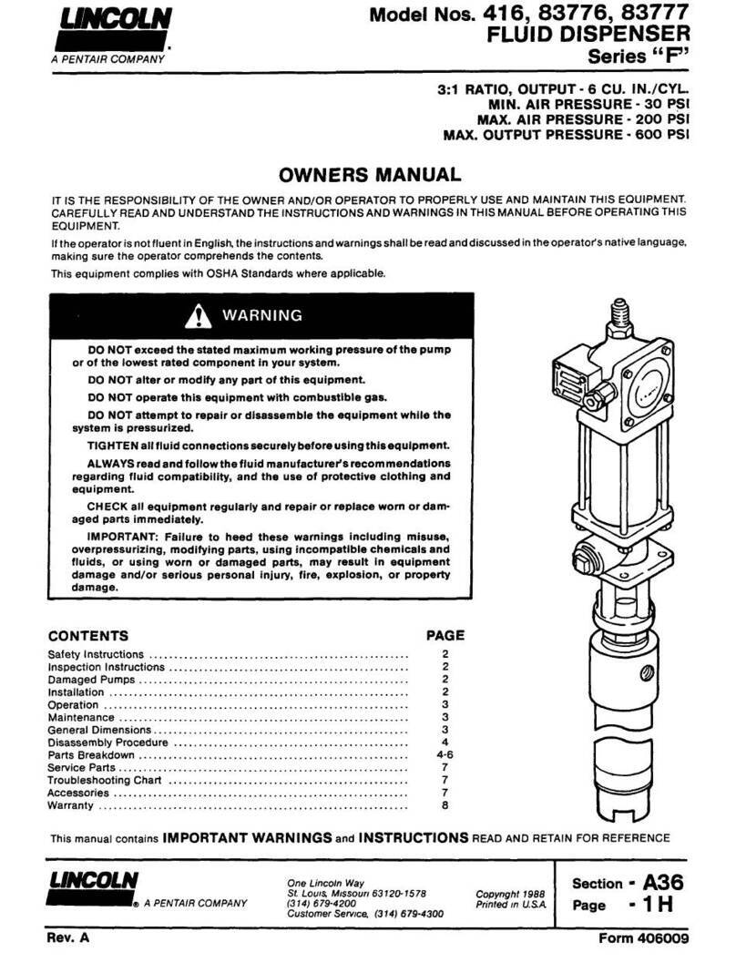 Pentair LINCOLN 416 owner's manual