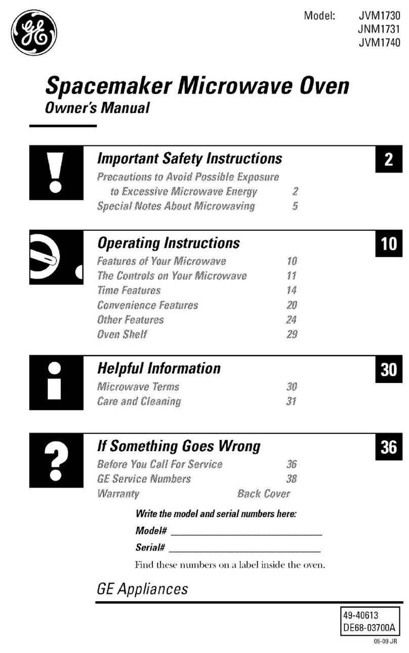 GE Spacemaker JVM1730 User manual