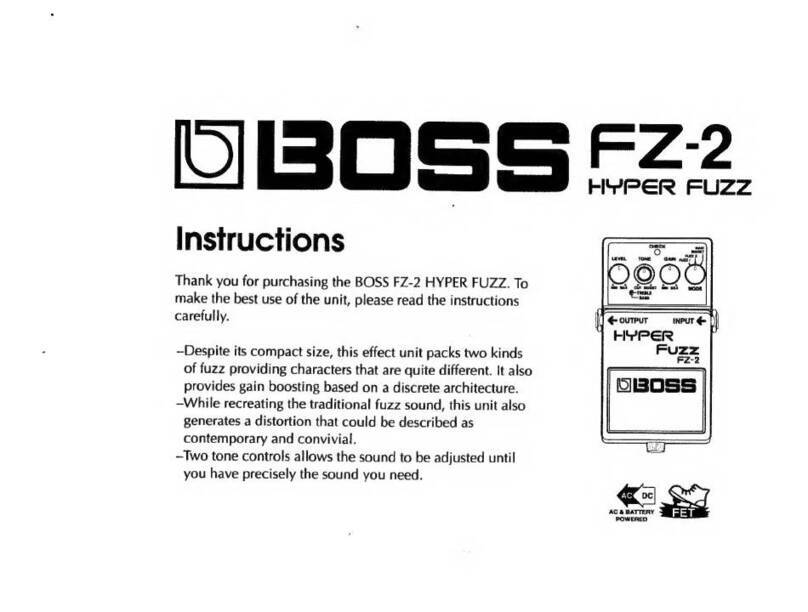 BOSSCO Hyper Fuzz FZ-2 User manual