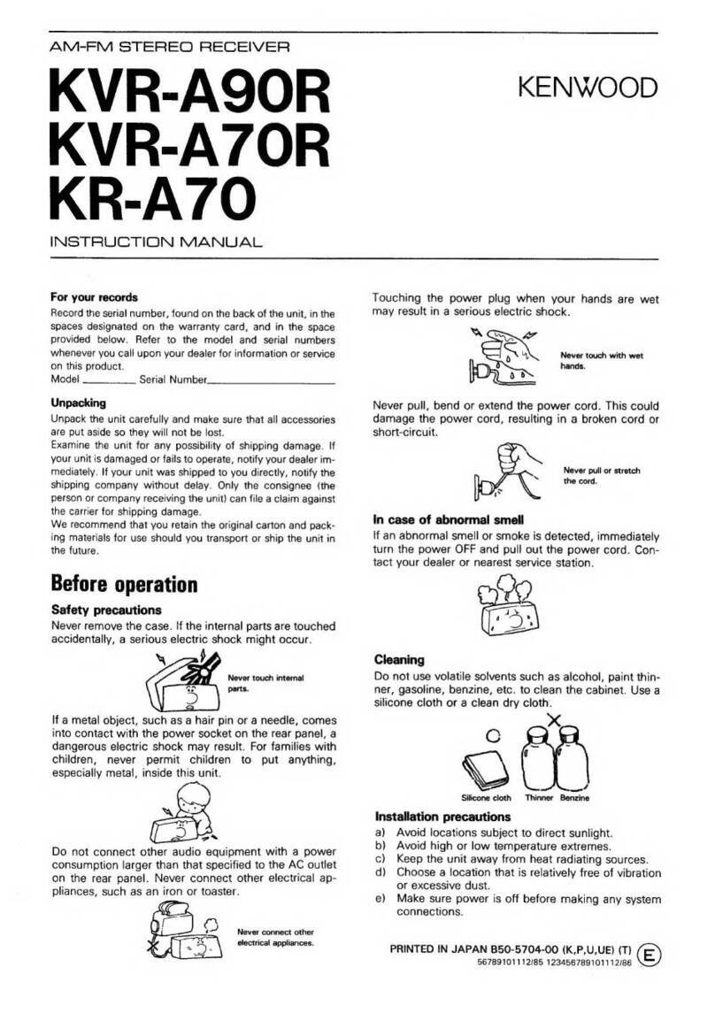 Kenwood KVR-A90R User manual Kenwood KVR-A90R User manual