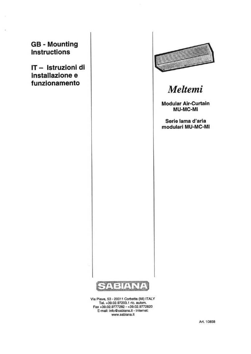 Sabiana Meltemi Mounting instructions