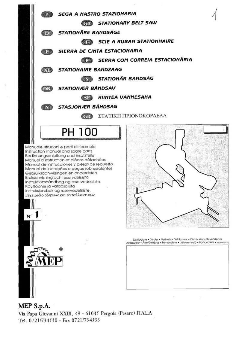 MEP PH 100 Instruction manual and spare parts list