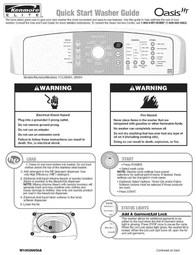 Kenmore Elite Oasis HT 110.2808 Series User manual