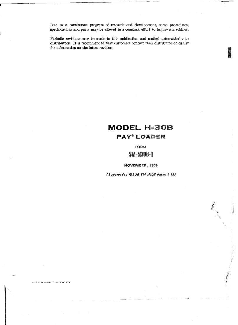 HOUGH PAY LOADER H-30B User manual