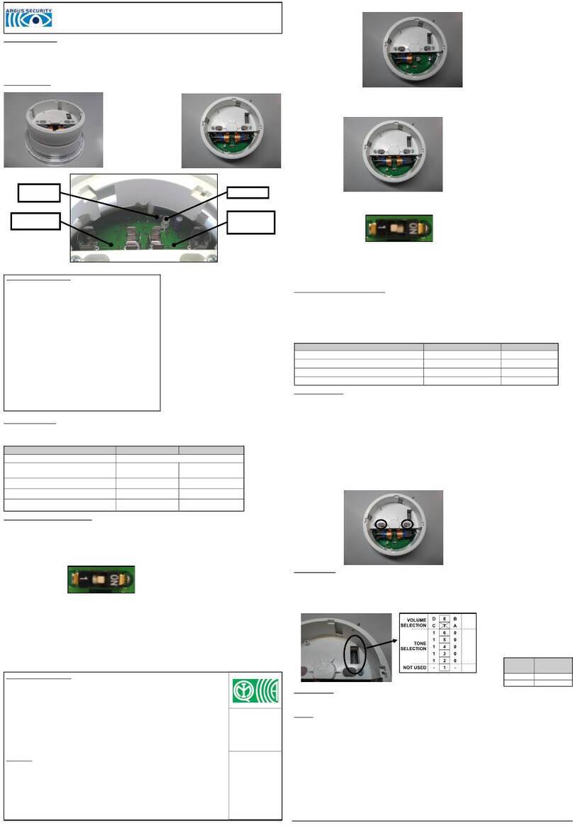 Argus Security SGRBS100-AV/L/865 Installation Argus Security SGRBS100-AV/L/865 Installation