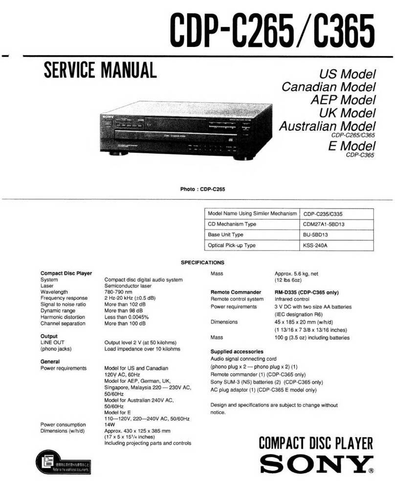 Sony CDP-C265 User manual