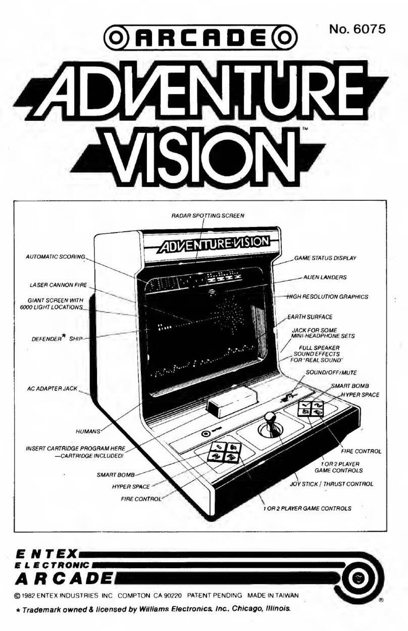 Entex ARCADE AVDENTURE VISION quick start guide