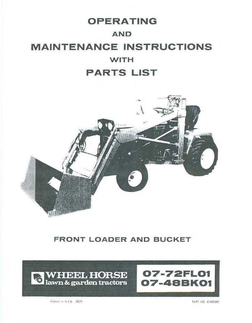 Wheel Horse 07-72FL01 Operating and Maintenance Instructions with Parts