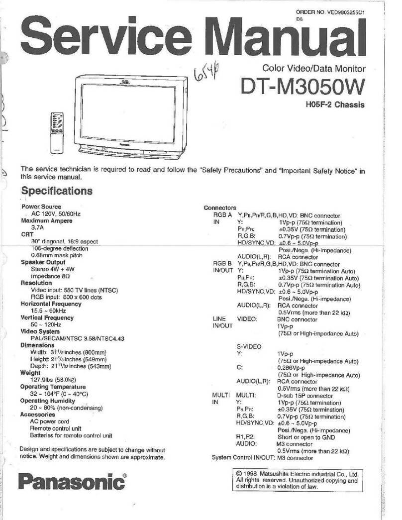 Panasonic DTM3050W - 30" MONITOR User manual