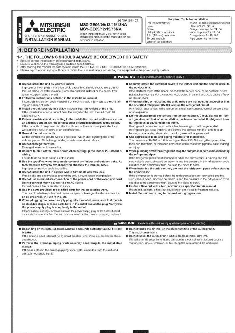 Mitsubishi Electric Mr. Slim MSZ-GE06NA User manual