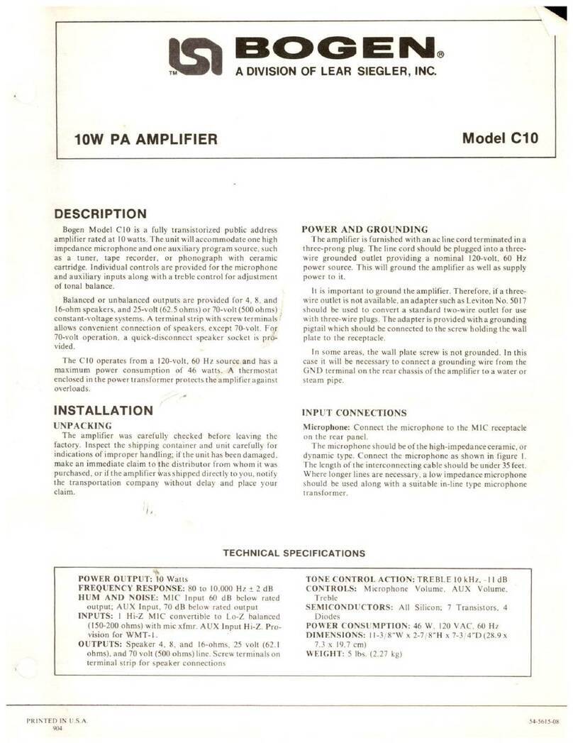 Bogen C10 User manual Bogen C10 User manual