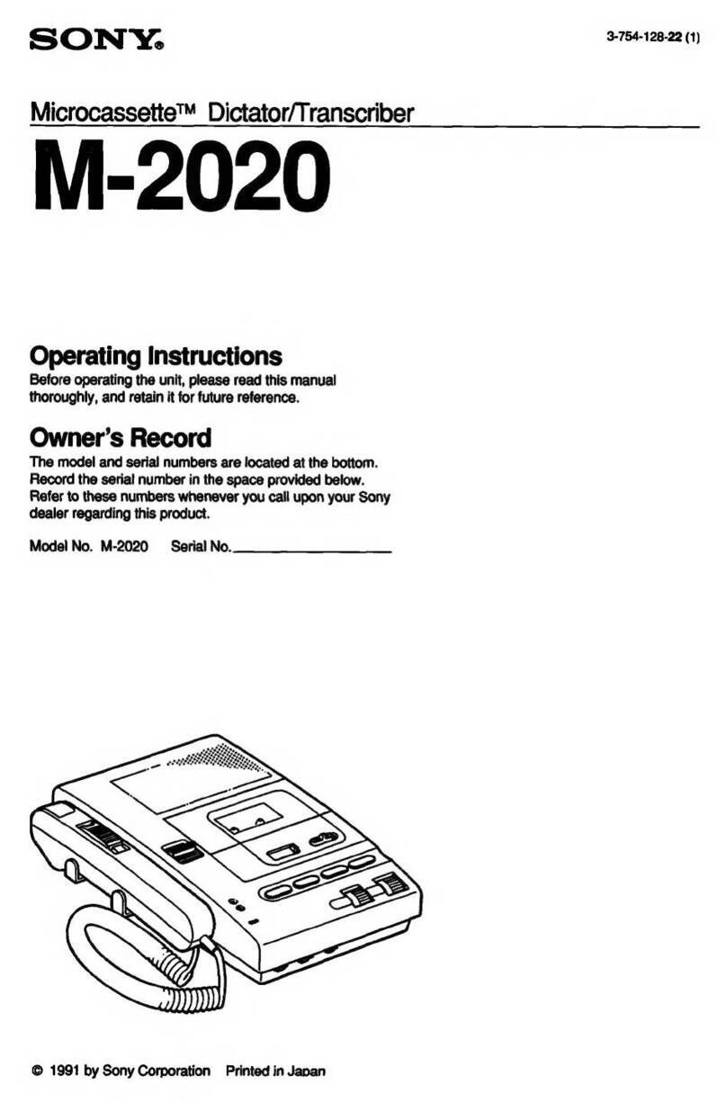 Sony M-2020 - Microcassette Dictator And... User manual