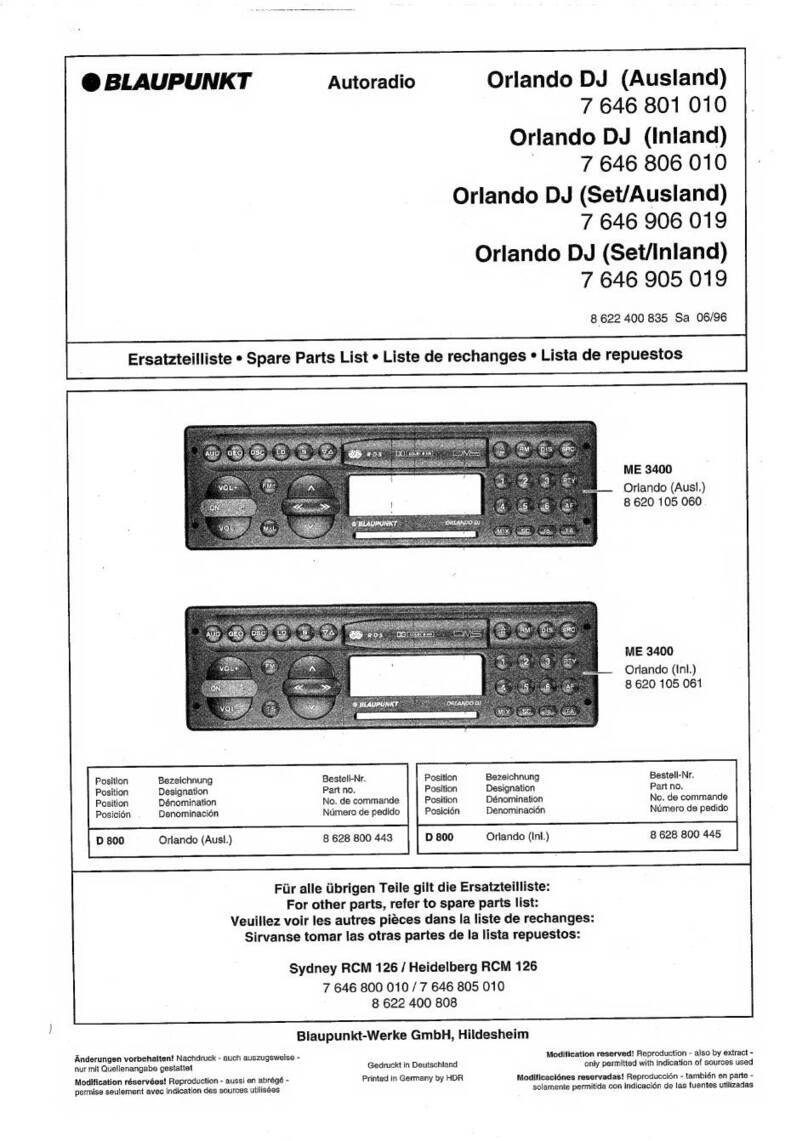 Blaupunkt Orlando DJ User manual