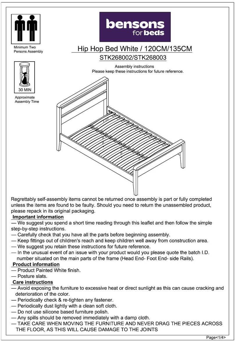 Bensons for Beds Hip Hop STK268002 Assembly instructions Bensons for Beds Hip Hop STK268002 Assembly instructions