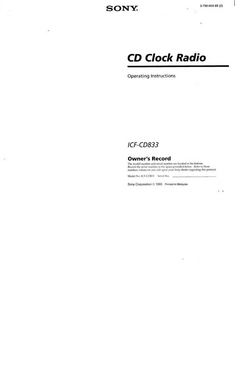Sony ICF-CD833 - Cd Clock Radio operating instructions