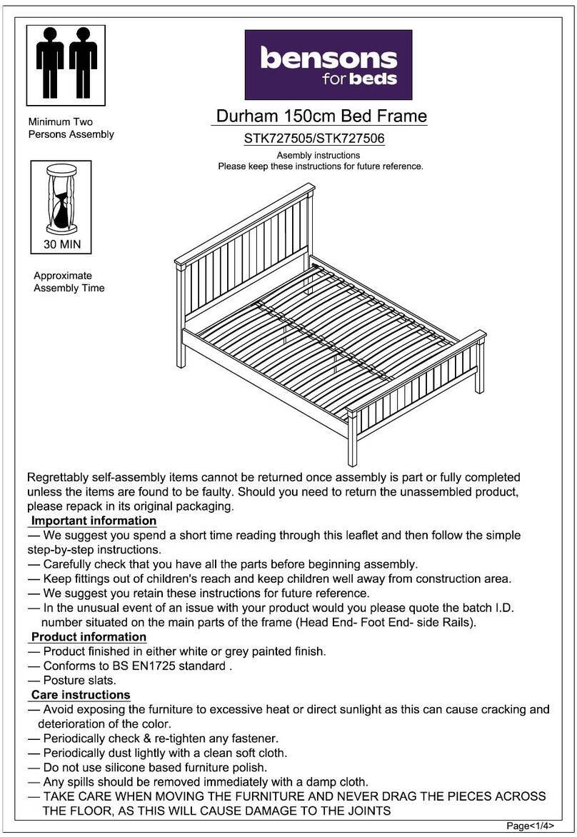 Bensons for Beds Durham STK727505 Assembly instructions Bensons for Beds Durham STK727505 Assembly instructions