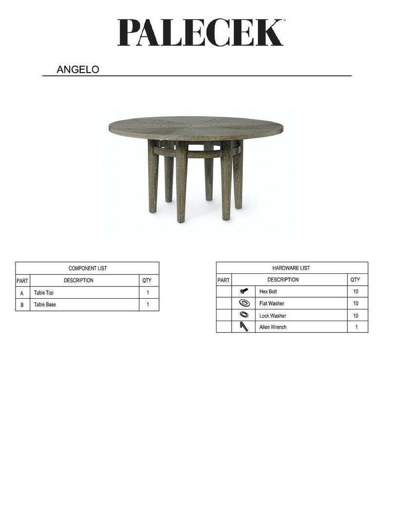 PALECEK ANGELO 793600 Assembly instructions