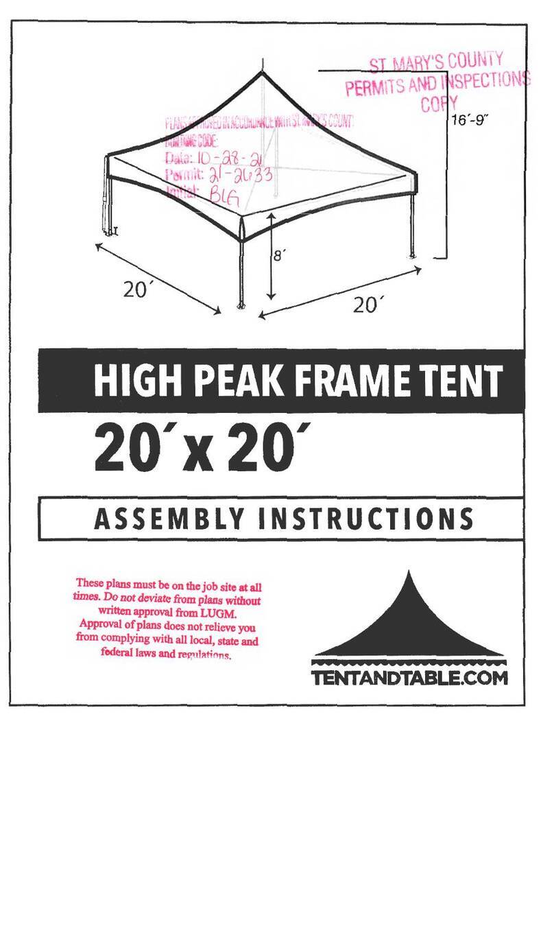 Tentandtable.com HIGH PEAK FRAME TENT 20 x 20 Assembly instructions