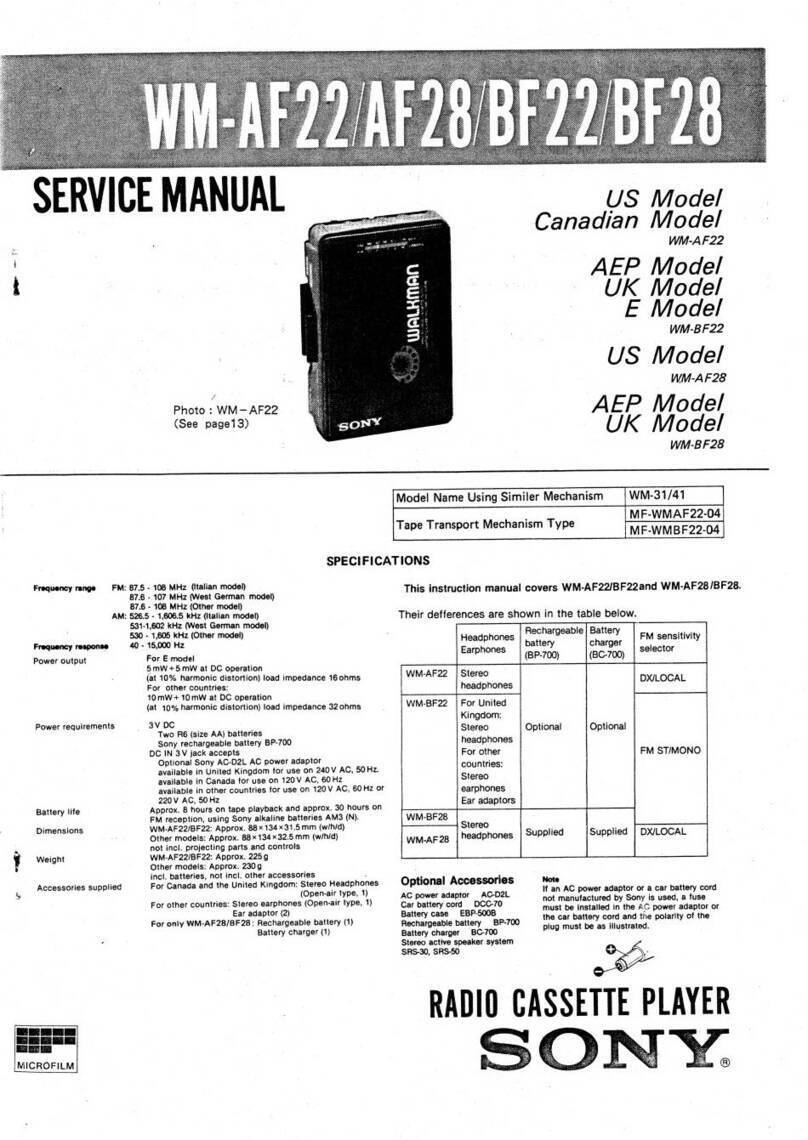 Sony WM-AF22 Service manual
