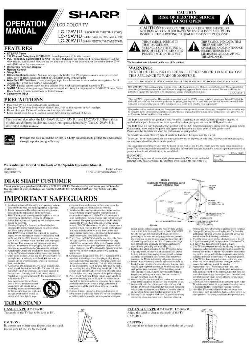 Sharp LC 15AV1U User manual Sharp LC 15AV1U User manual