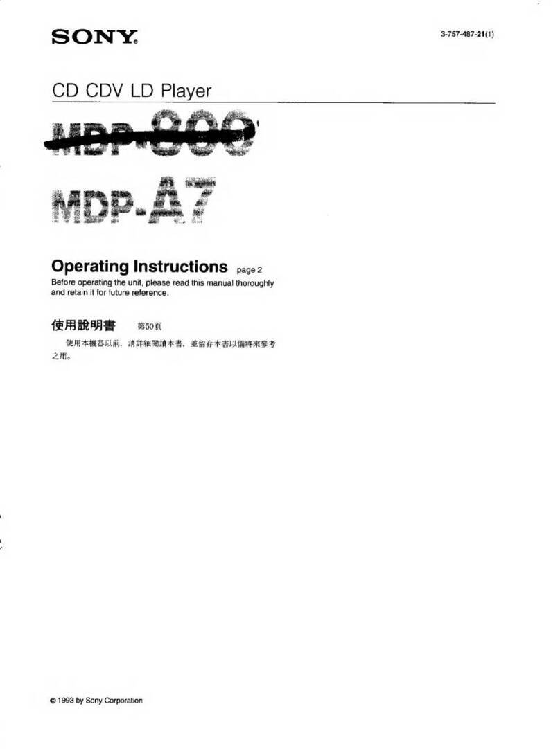 Sony MDP-800 operating instructions