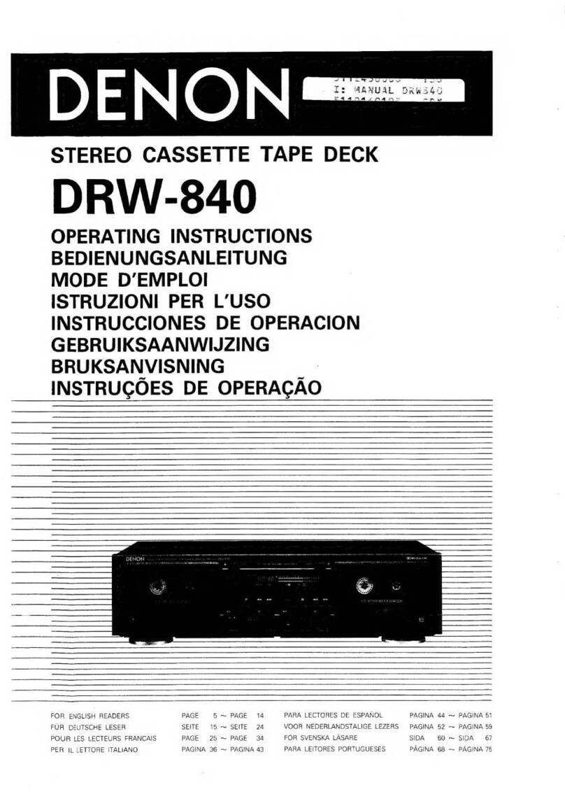 Denon DRW840 - Stereo Double Cassette Deck operating instructions